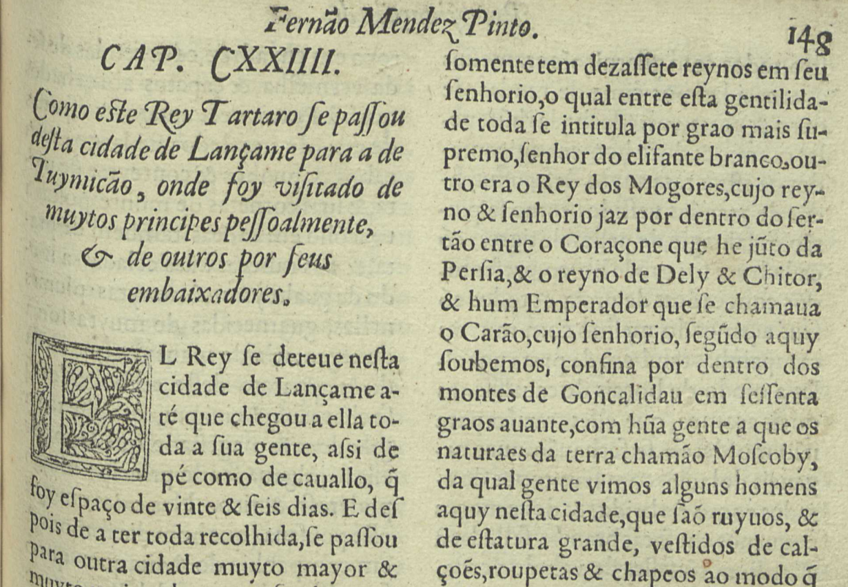 Imagem da primeira edição da Peregrinação (1614)